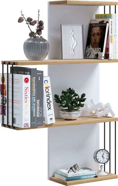 VCM Modernes Hängeregal Dolira L aus Holz in Braun, Wandregal für Wohnzimmer, Büro und Flur, B: 98 cm, H: 68 cm, T: 19 cm - Bild 1