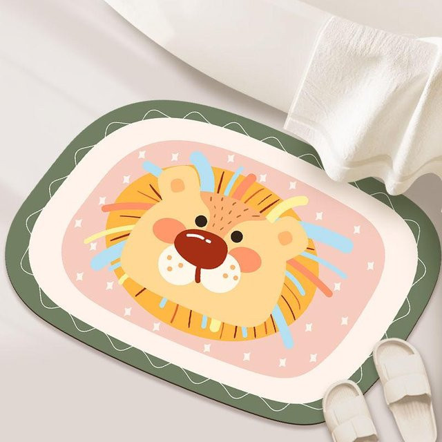 Saugfähige Kieselgur Bodenmatte für Badezimmer und Toilette, rutschfest und schnelltrocknend, oval, Mehrfarbig, B/T: 60 x 40 cm - Bild 1