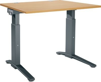 Schäfer Shop Genius Schreibtisch ERGOSTYLE S, manuell höhenverstellbar, Rechteck, C-Fuß, B/T/H: 120 x 80 x 67,5-89,5 cm, Buche/Anthrazit - Bild 1