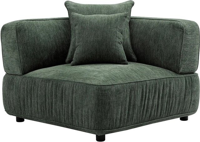 Lelaco Sessel mit gerader Rückenlehne in Grün aus Chenillestoff, Breite: 102 cm - Bild 1