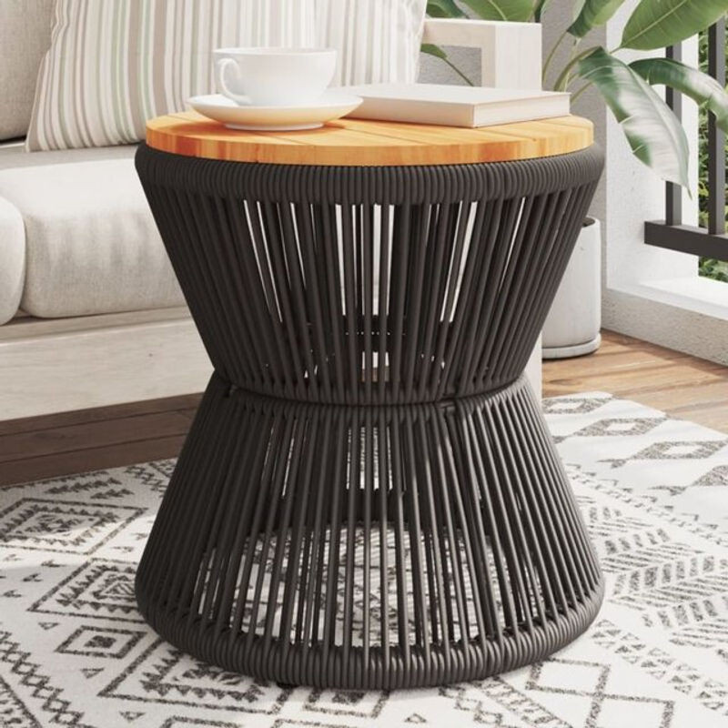 Vidaxl Couchtisch aus Akazienholz und Metall mit Drahtgestell in Schwarz und Braun, Durchmesser: 45 cm, Höhe: 45 cm - Bild 1