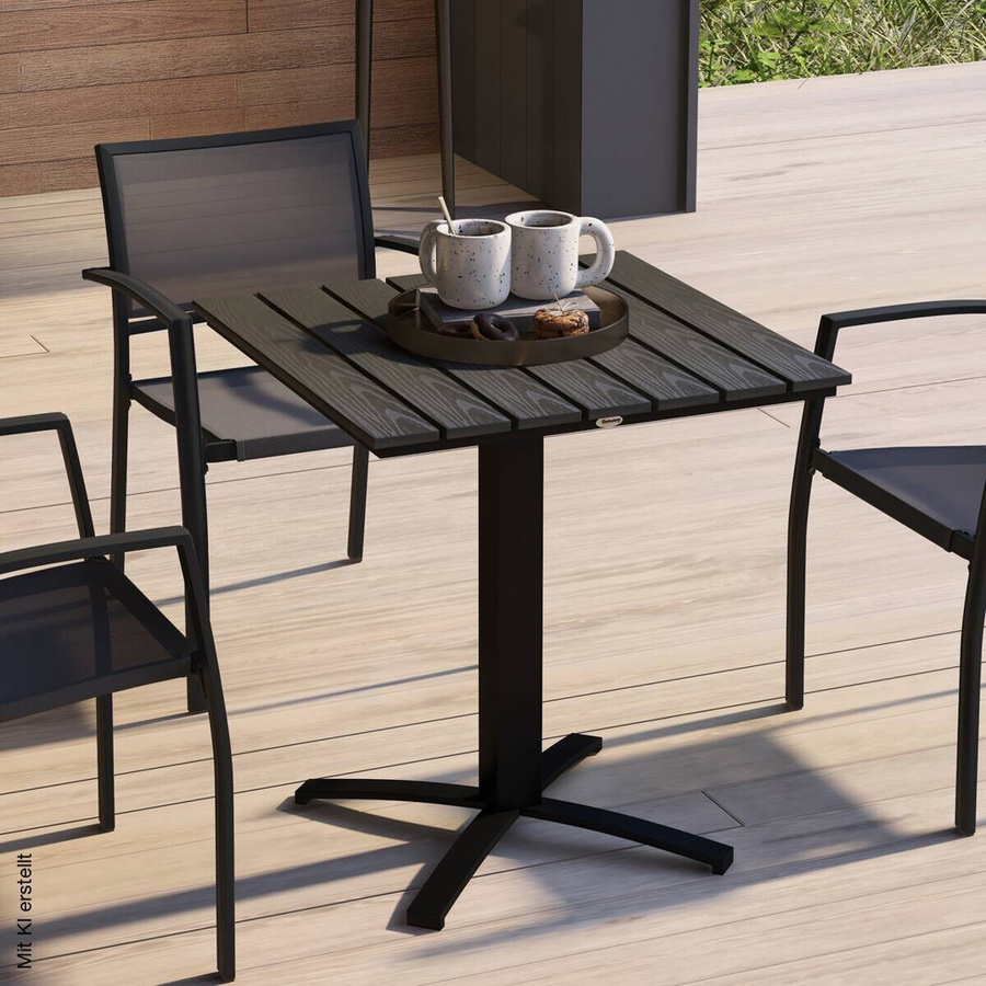 Outsunny Gartentisch aus Holz in Grau für Garten und Terrasse, B/T/H: 70 x 70 x 76 cm - Bild 3