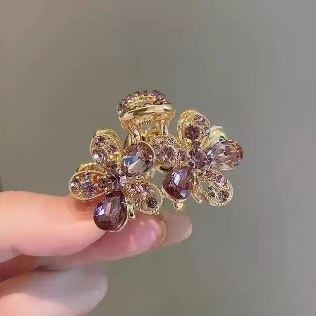 HIYAYZ Haarspange Blume mit Strass, Lila, Damen - Bild 1