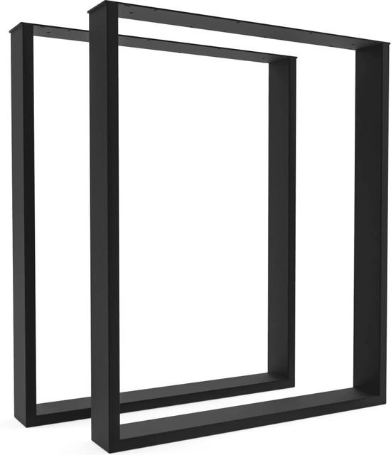 HEVVA Tischbeine BASEL 2er Set Schwarz Matt aus Metall mit Schlittenfuß, Tiefe: 60 cm, Höhe: 72 cm - Bild 1