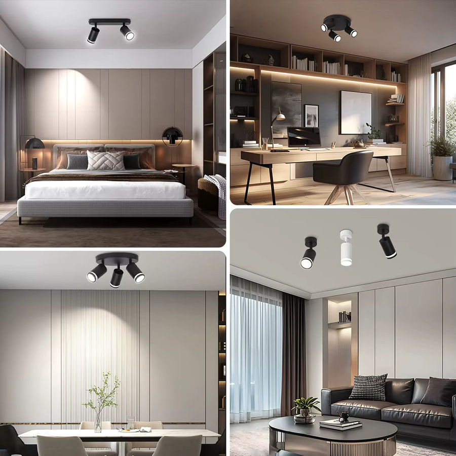 Moderner LED-Deckenstrahler von CANMEIJIA in Schwarz mit austauschbarer GU10-Leuchtmittel für Wohnzimmer, Schlafzimmer und Küche - Bild 5