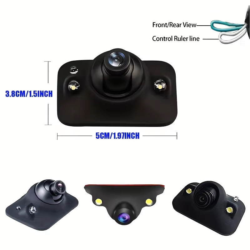 QueenDer 360 Grad rotierende Auto-Multifunktionskamera in Schwarz mit Nachtsicht, 2 LEDs, CCD und Weitwinkelobjektiv für CVBS-Displays - Bild 2