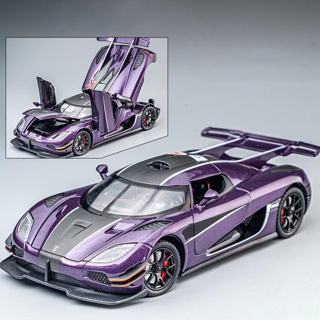 JJRC Koenigsegg ONE 1 Automodell, 1:24, Metall, mit Licht und Ton, violett, ab 3 Jahren - Bild 1