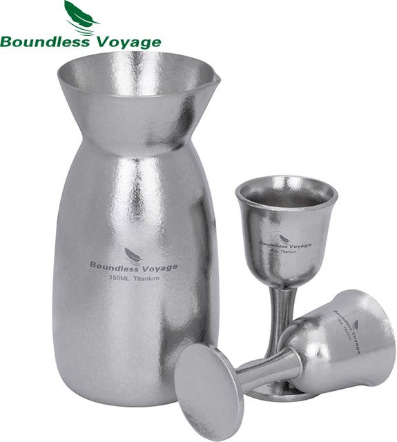 Boundless Voyage Sake-Set aus Titan in Silber mit Karaffe und 2 Mini-Bechern, 150 ml - Bild 1
