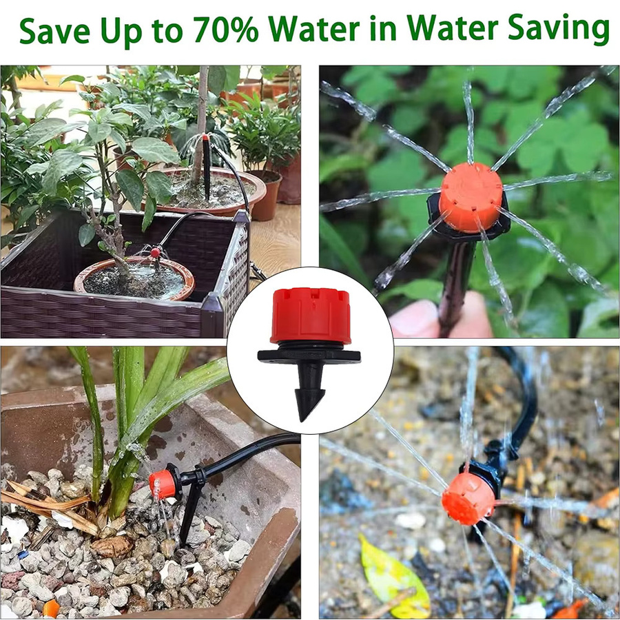 Automatisches Tropfbewässerungsset für Garten, Gewächshaus und Pflanzen mit 1/4 Zoll Düsen für eine Reichweite von 10–30 m - Bild 4