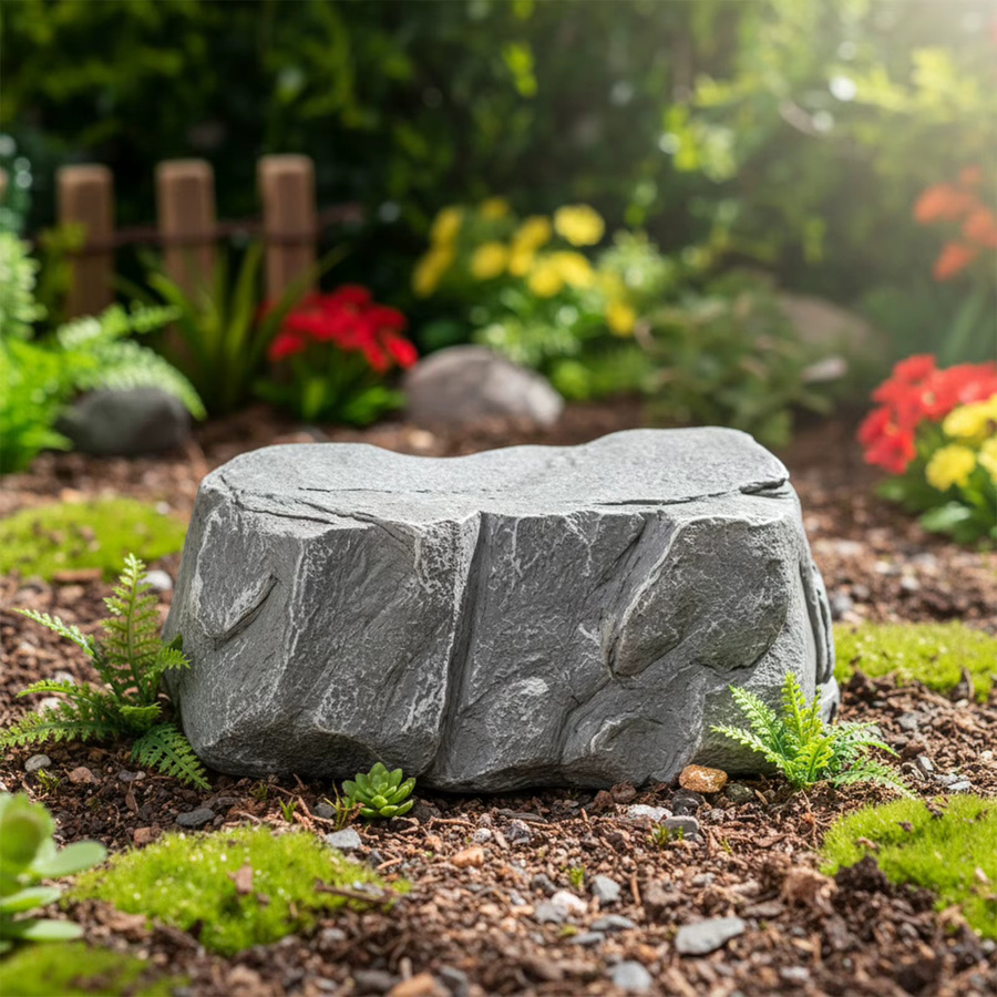 Alloet Versteckter Schlüsselhalter in Steinoptik, grau, wasserdicht für Garten oder Hof - Bild 2