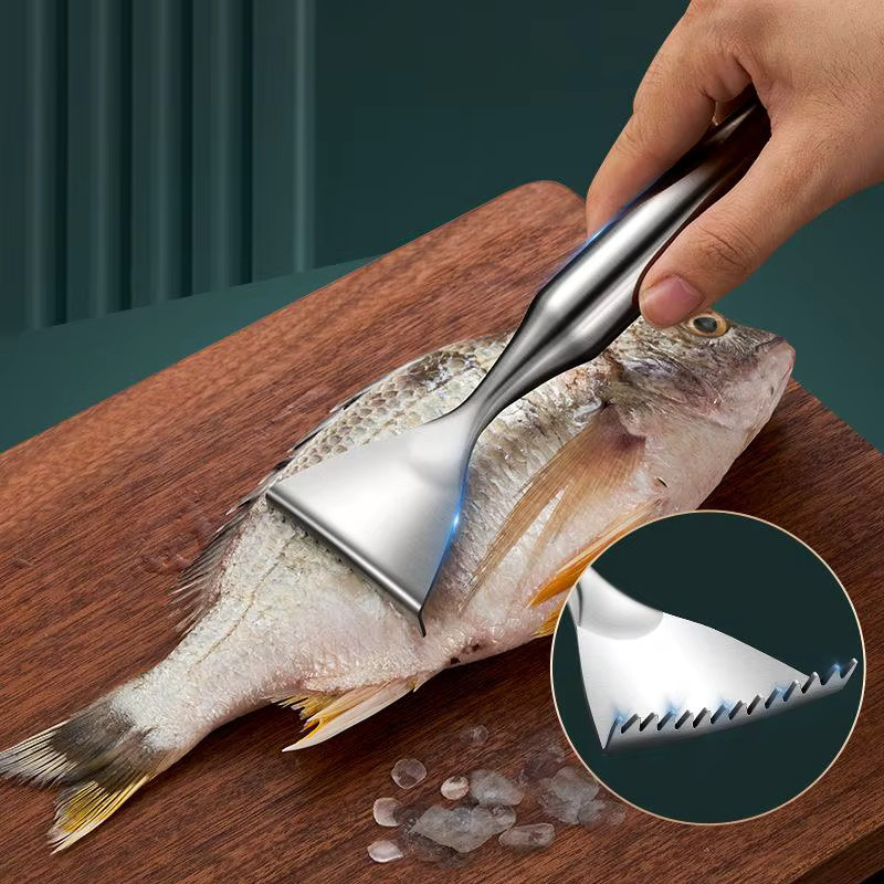 KOQZM Fischschuppenentferner aus Edelstahl in Silber mit Sägezahn-Schaber für die Küche - Bild 3