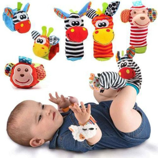 Somenie Baby Cartoon Tier Handgelenksglocke, Rassel-Socken, ab 0 Jahre - Bild 1