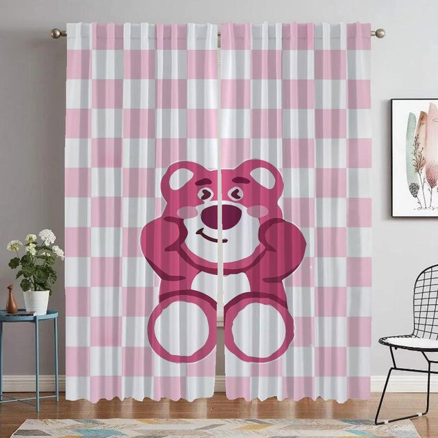 LOTSOS Verdunkelungsvorhänge für Schlafzimmer und Kinderzimmer mit Tiermotiv, 2er-Set, Farbe: Pink, B: 50 cm, H: 70 cm - Bild 1