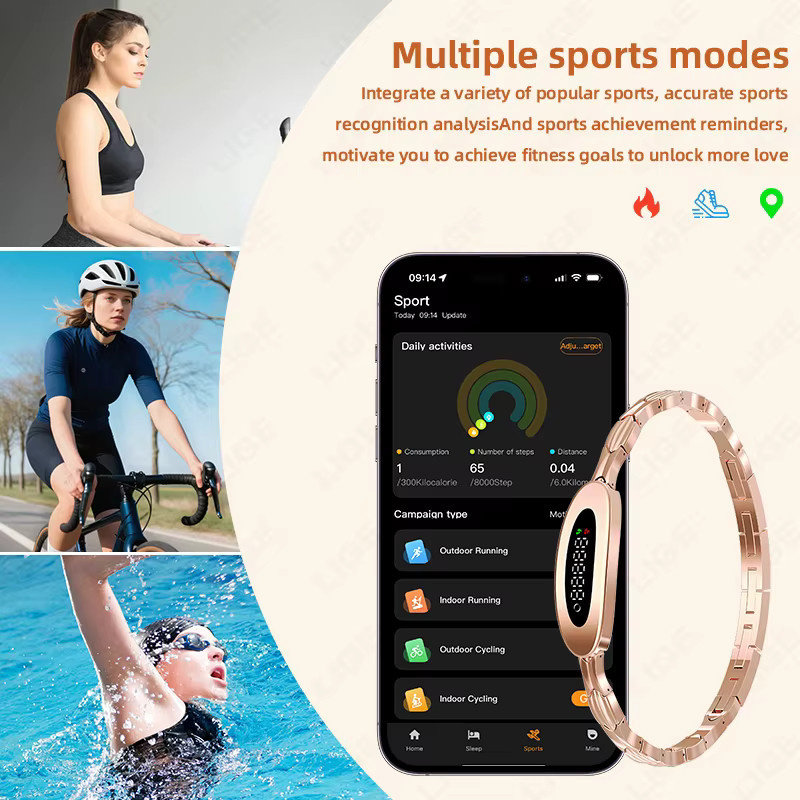 LIGE Steel Damen-Smartwatch in Gold mit Bluetooth, Fitness-Tracker und Herzfrequenzmesser, wasserdicht nach IP68 - Bild 5