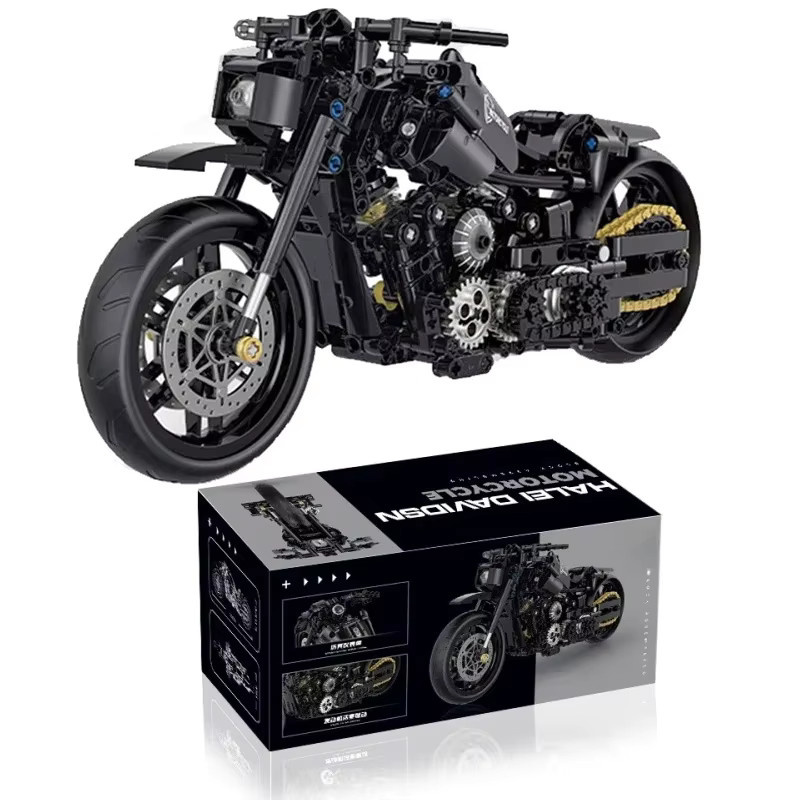 yaafun Technische Motorrad Bausteine, Modell Fahrzeug, Schwarz - Bild 3