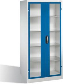 C+P Werkzeugschrank mit Sichtfenster-Drehtüren in Enzianblau und Lichtgrau, 4 Böden, H: 195,0 cm, B: 93,0 cm, T: 60,0 cm - Bild 1