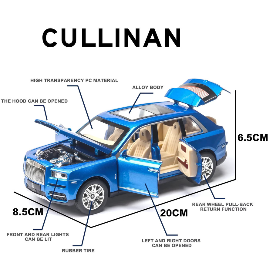 WELLY Cullinan SUV Spielzeugauto-Modell, 1:24, Metall, mit Rückziehfunktion, Sound-Licht-Effekten - Bild 2