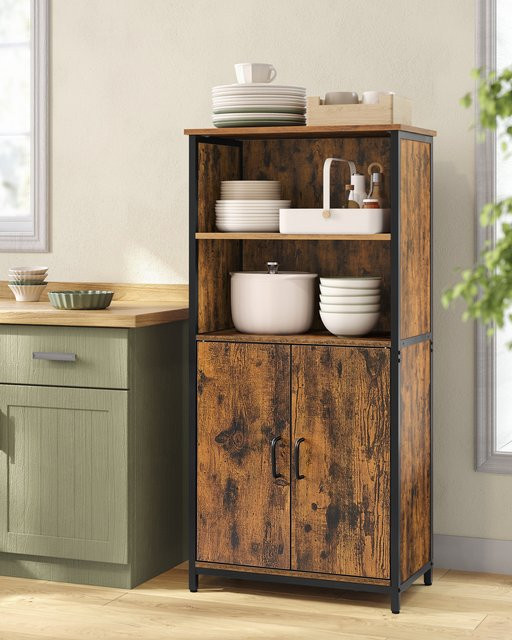 Vasagle Highboard Küchenschrank mit Ablagen in Braun-Schwarz, B/T/H: 35 x 35 x 124,5 cm - Bild 3