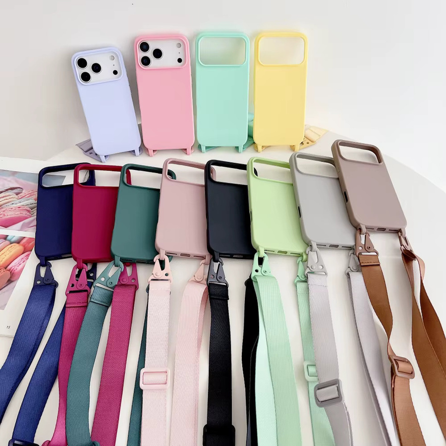 szHAIyu Silikon-Handyhülle mit Crossbody-Halskettenband für Apple iPhone, Blau - Bild 2