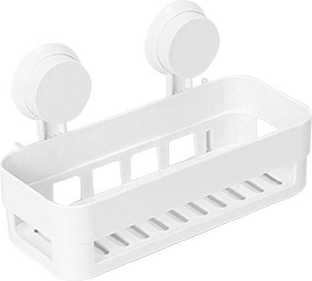 Yiran Furniture Badezimmer Aufbewahrungsregal aus Kunststoff mit Saugnapf, transparentes Regal ohne Bohren, Farbe: Weiß - Bild 1