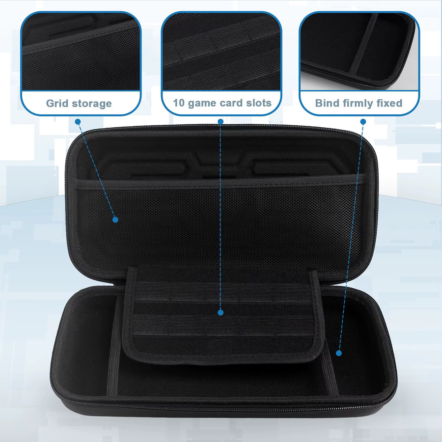 Robuste Nintendo Switch Aufbewahrungstasche für 2 Hosts mit harter Schutzbox und mechanischem Windspiel-Design in Schwarz - Bild 4