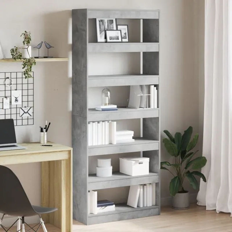 Vidaxl Bücherregal aus Holzwerkstoff in Grau, modern und minimalistisch, B/T/H: 80 x 30 x 198 cm - Bild 1
