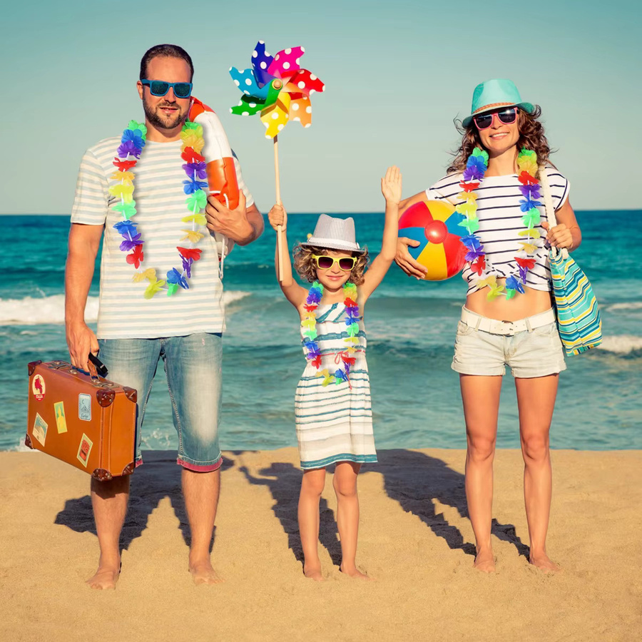 10 Stück OURFETE Hawaiianische Künstliche Leis-Kränze in Multicolour als Florale Halsketten für Sommer, Strand, Hochzeit und Geburtstag Party Deko - Bild 3