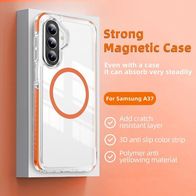 Magnetische Samsung Handyhülle in Transparent oder Purple, stoßfeste und rutschfeste Schutzhülle mit Anti-Vergilbungs-Effekt für Samsung S26 S25 S24 S23 Ultra Plus - Bild 1