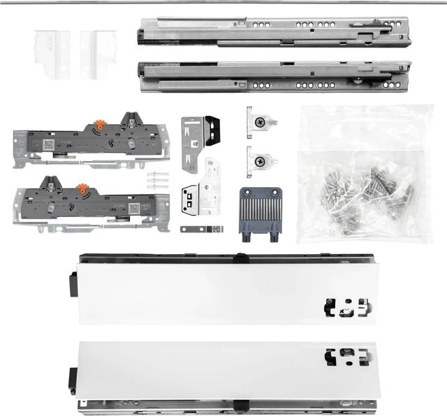Blum Tandem Schubladenschienen Set mit Soft-Close, Weiß, NL 650 mm, Zargenhöhe 83 mm, Tragkraft 65 kg - Bild 1