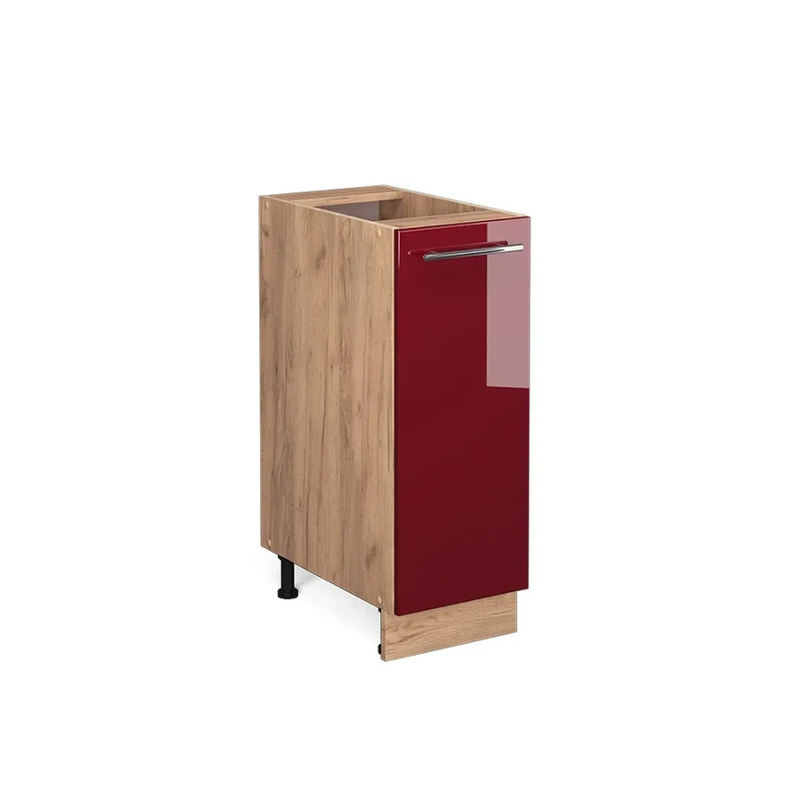 Vicco Apothekerschrank Fame-Line Küchenunterschrank in Bordeaux Hochglanz und Eiche Rot mit 30 cm Breite - Bild 2