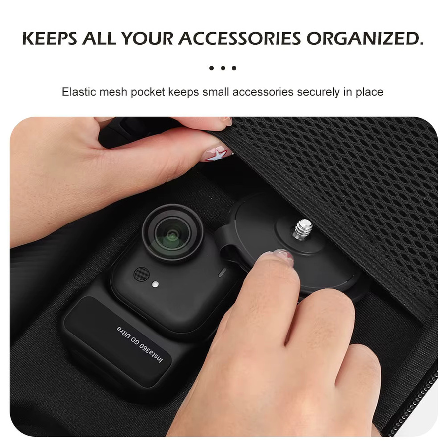 XFJI Tragetasche für Insta360 GO Ultra Action Kamera, Schutzhülle und Reisehandtasche für Kamera-Zubehör, Schwarz - Bild 3