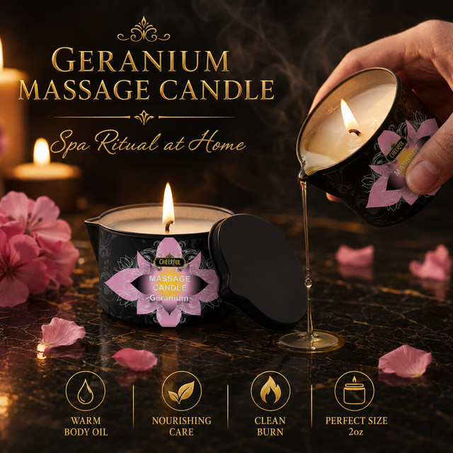 EVODUCK Geranium Massage-Ölkerze, 59 ml, Körpermassagekerze - Bild 1