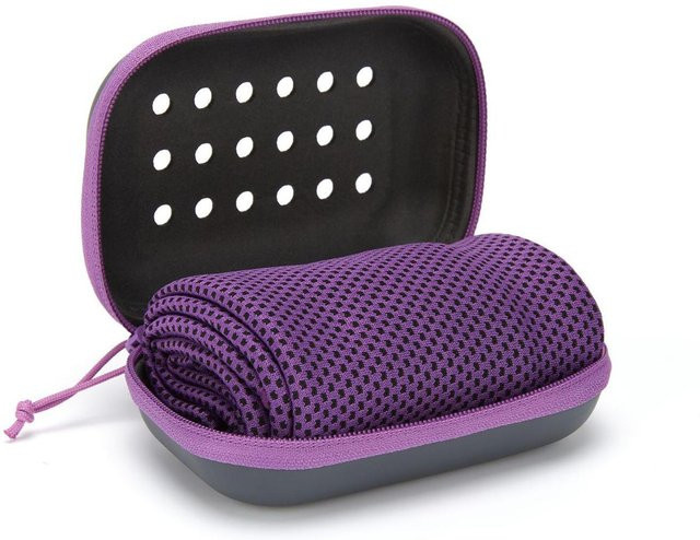 Ambiel Charm Sporthandtuch aus Mikrofaser in Violett mit Aufbewahrungsbox, atmungsaktives Kühlhandtuch für Yoga, Sport und Fitness - Bild 1