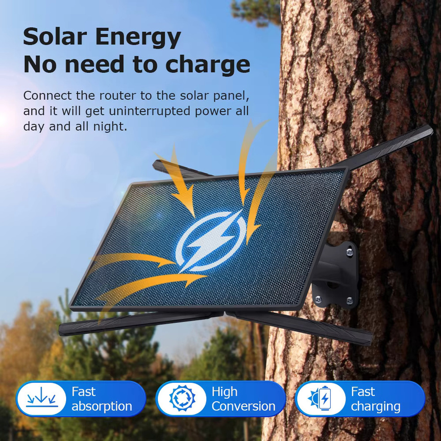 SHIWOJIA 4G LTE Solar Router mit 10W Solarpanel und 20100mAh Akku, Wasserdicht, Schwarz - Bild 2