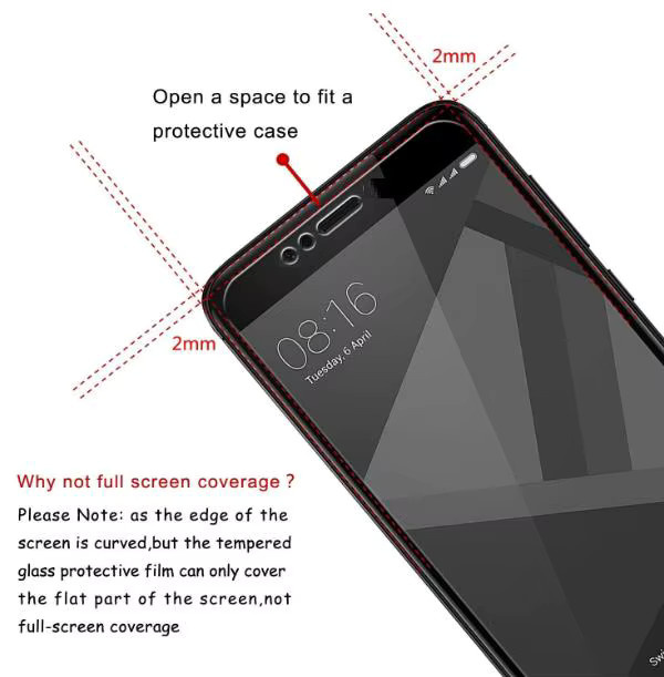 3 Stück 9D Displayschutzfolie aus gehärtetem Glas für Xiaomi Redmi 6 6A 5 Plus 5A S2 4A Note 4 4X Pro 5G in Transparent - Bild 2