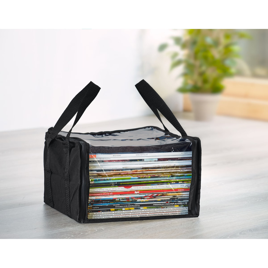 Genialo Zeitschriften-Organizer aus Kunststoff, transparent/schwarz, freistehend - Bild 2
