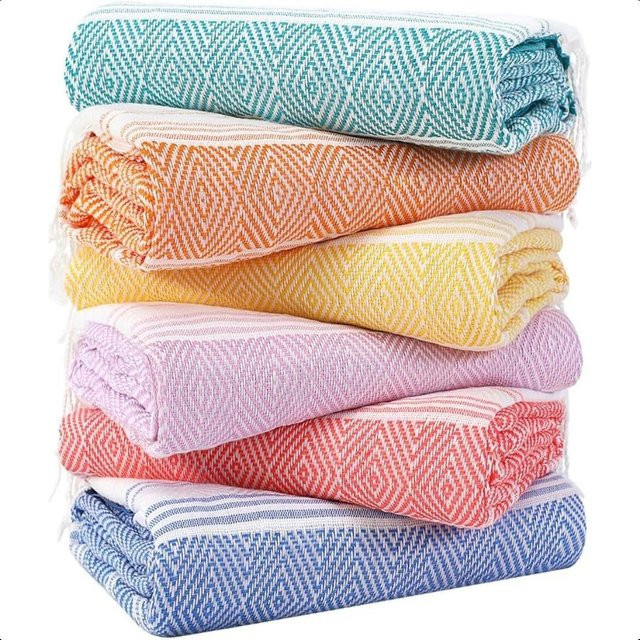 6er-Pack Trend CCC Türkische Strandtücher aus 100% Baumwolle, sandfrei und schnelltrocknend, Multicolour, Breite: 74 cm, Tiefe: 38 cm - Bild 1