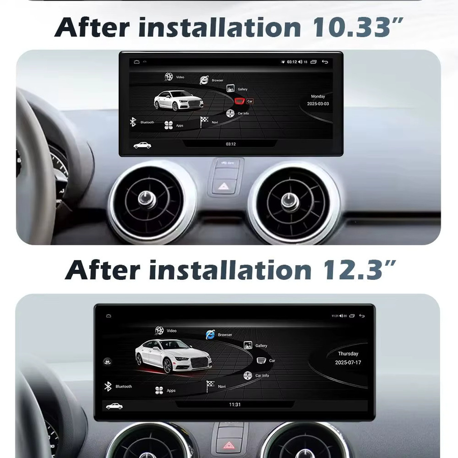 QiumianNavi Ultradünnes kabelloses CarPlay Android 16 Multimedia-Radio für Audi A1 2012 - 2018 mit DSP Stereo, Navigation, GPS und Wi-Fi in Schwarz - Bild 3