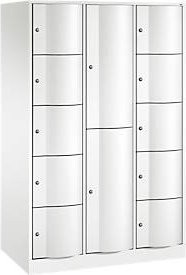 C+P Kombi-Schließfachschrank Resisto mit 3 Abteilen und 12 Fächern, Farbe: Weiß, B/T/H: 114,8 x 64,0 x 195,0 cm - Bild 1