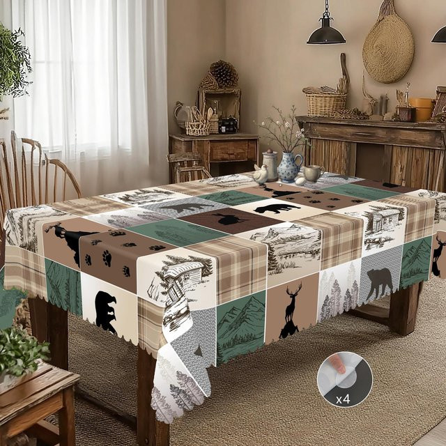 JINGYUE Pet Frühlings-Oster-Tischdecke im Retro-Bauernhaus-Stil mit Lamm- und Blumenmustern, wasserabweisend, B/B: 140 x 180 cm, Mehrfarbig - Bild 1