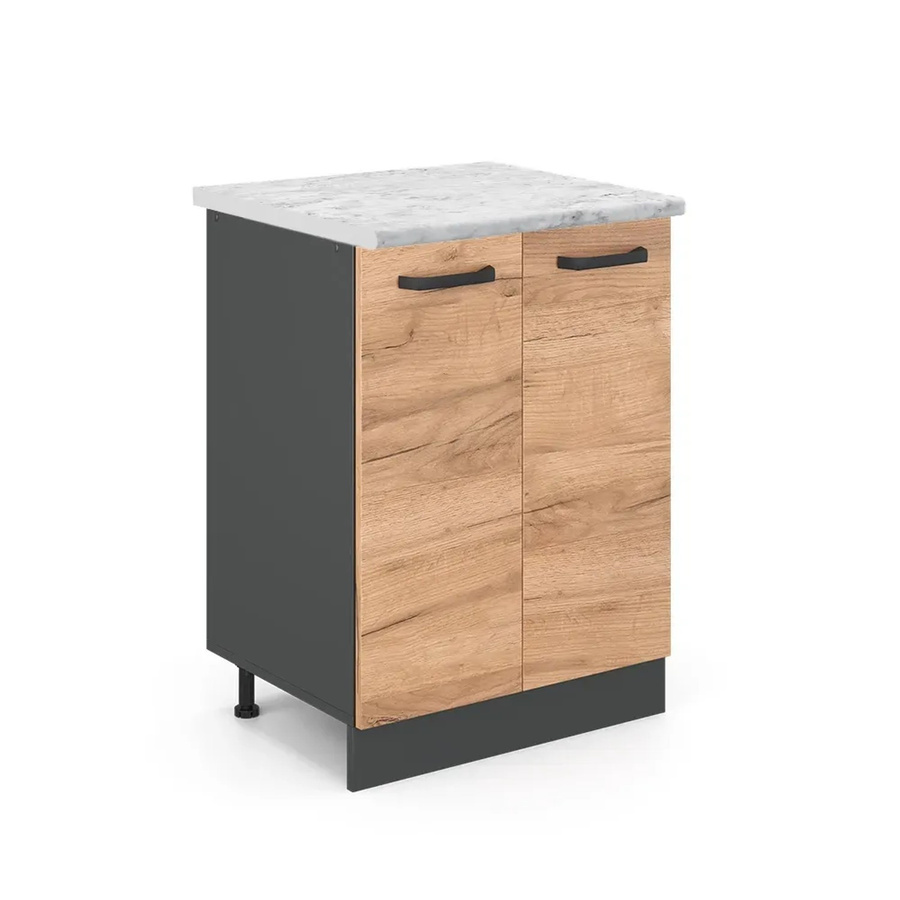 Vicco Küchenunterschrank R-Line Küchenkommode Eiche Anthrazit mit Marmor Optik B/T/H: 60,0 x 46,0 x 81,6 cm - Bild 2