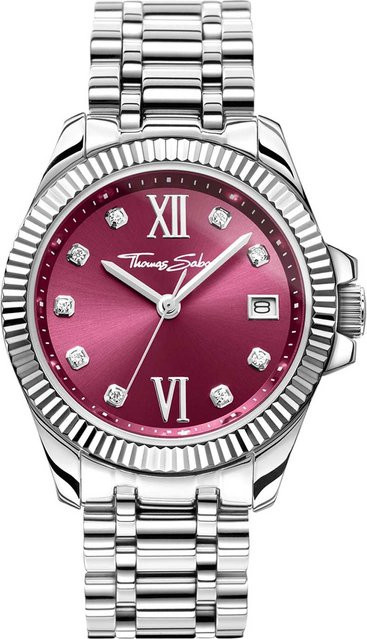 Thomas Sabo Armbanduhr, Quarz, Edelstahl, 33 mm, Damen, Rot, 10 ATM - Bild 1