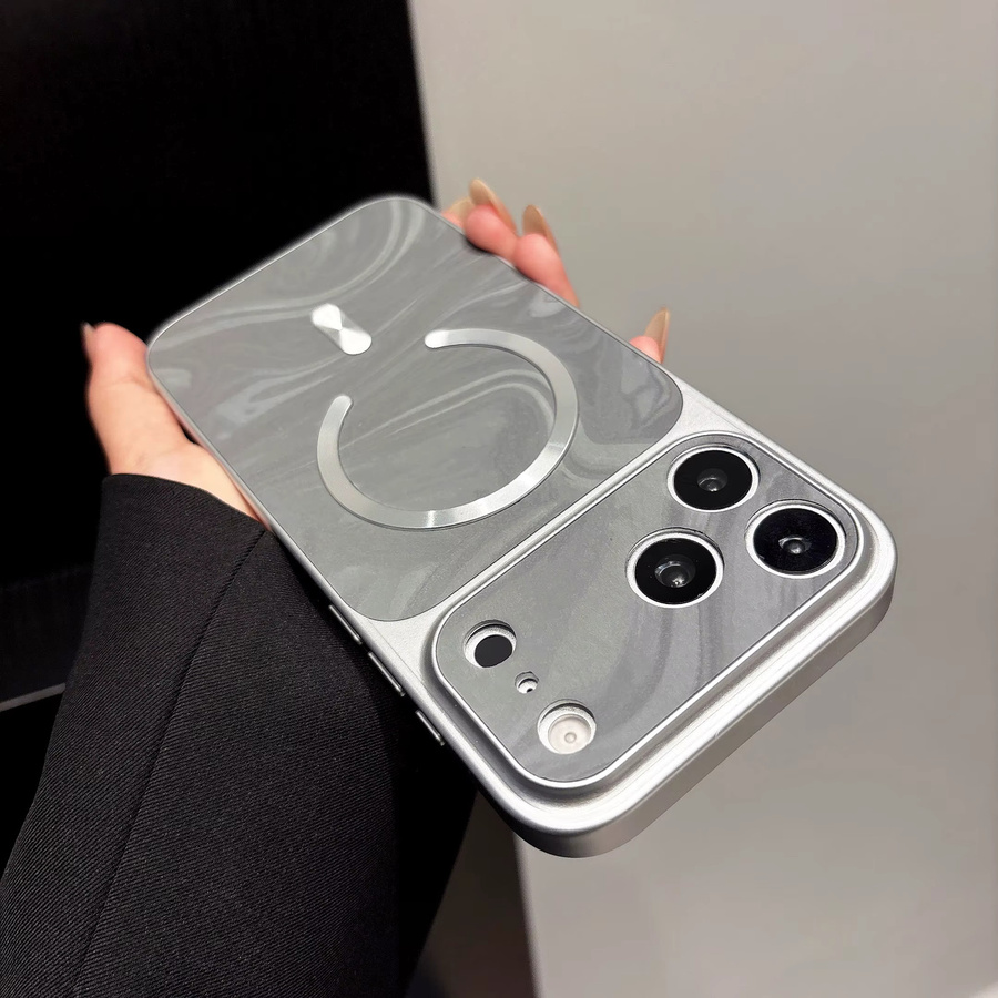 RPKKS Handyhülle mit Wellentextur und MagSafe-Kompatibilität für iPhone, Stoßfeste Samt-Matte Rückabdeckung in Grün oder Grau - Bild 2