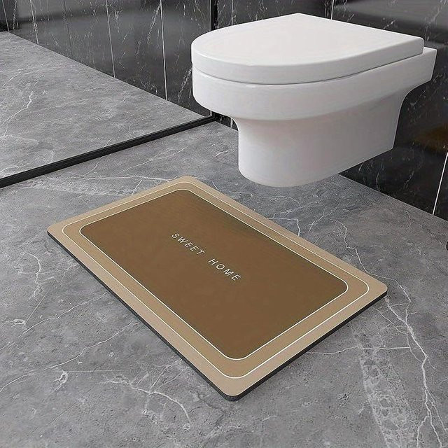 Saugfähige Kieselgurmatte für das Badezimmer von Yiran Furniture, Farbe Braun, B/T: 90 x 60 cm - Bild 1