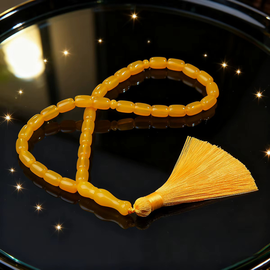 Armband, Gelber Achatstein, Quasten-Anhänger - Bild 2