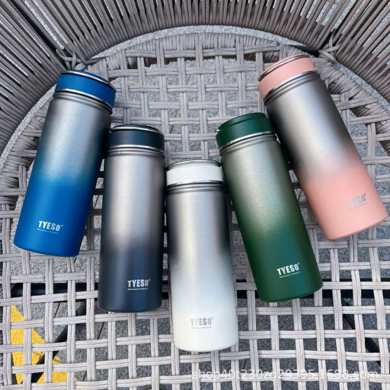 TYESO Thermos Wasserflasche aus Edelstahl mit Farbverlauf in Pink, große Kapazität für Outdoor und Sport - Bild 2
