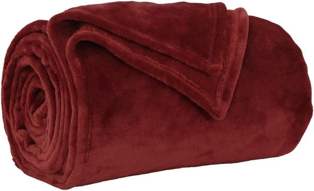 vidaXL Fleece-Überwurfdecke Bordeauxrot, B/B: 150 x 200 cm - Bild 1