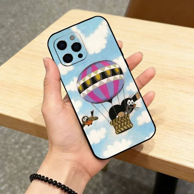 Mart186 Handyhülle mit Cartoon-Maulwurf aus weichem Silikon für iPhone 17, 16, 15, 14, 13, 12, 11 und Modelle wie Pro Max, Plus oder XS in Schwarz und Multicolour - Bild 1