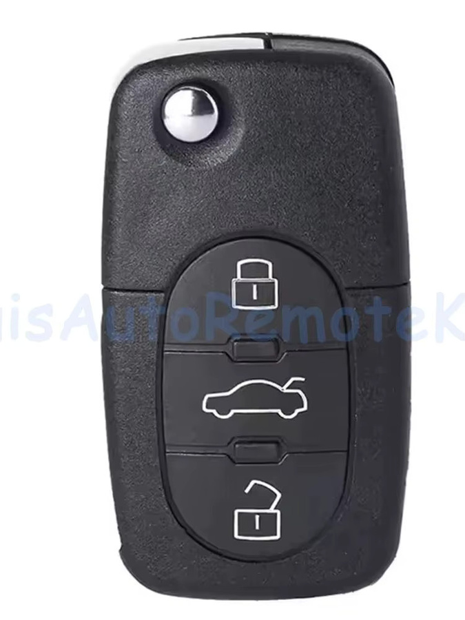 DIYKEY Flip Remote Auto Schlüsselanhänger mit 3 Tasten, 433 MHz und ID48 Chip für Audi A3 A4 A6 A8 TT RS4 Quattro, Farbe: Schwarz - Bild 4