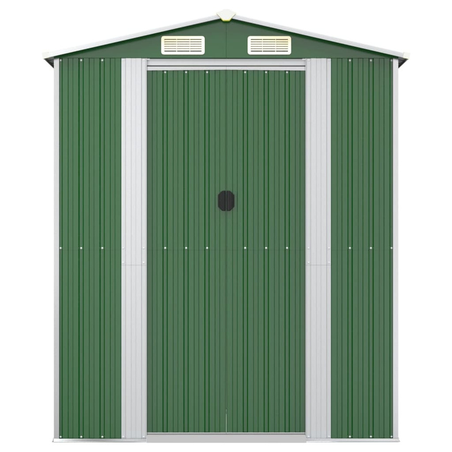 vidaXL Geräteschuppen aus verzinktem Stahl in Grün mit doppelten Schiebetüren, H x B x T: 223 x 192 x 606 cm - Bild 5